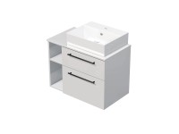 INTEDOOR Kúpeľ.skriňa+umývadlo BEE, úchyt čierny, 80cm, regál vľavo, biela lesk