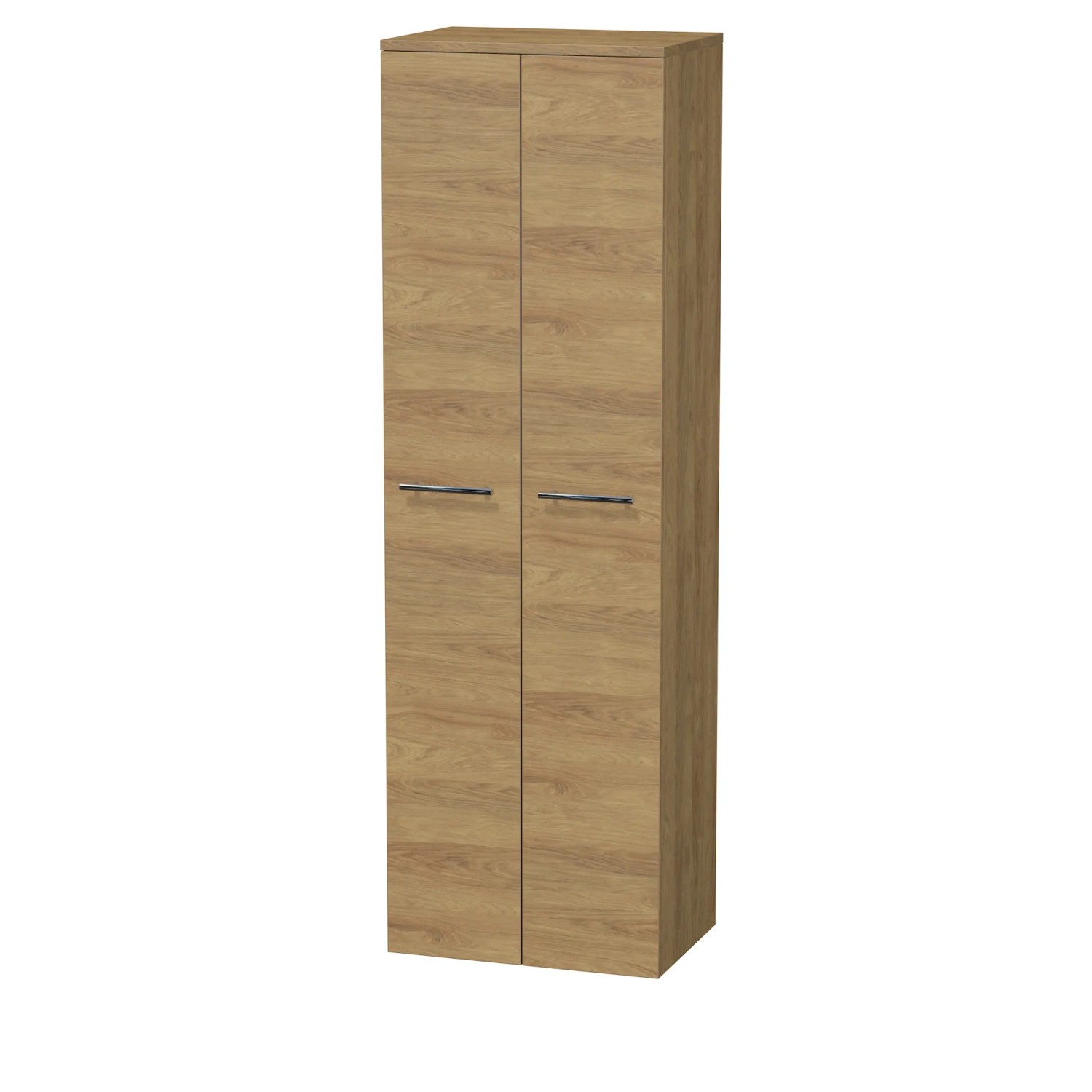 E-shop INTEDOOR Vysoká skriňa BEE, úchyt chróm, 2 dvere, š. 50 cm, dub Hickory