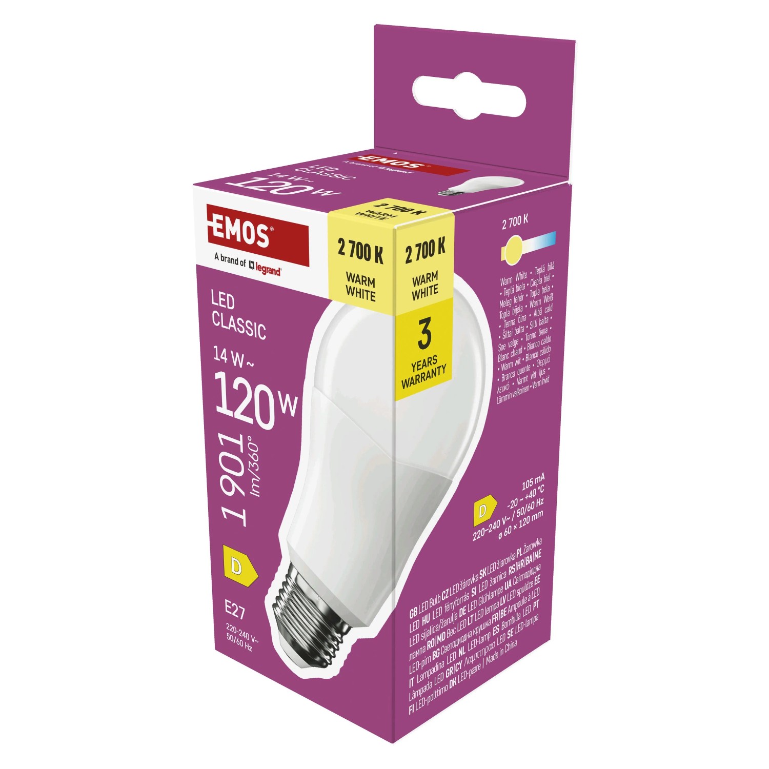 Emos LED žiarovka Classic A60 E27 14W 1901lm 2700K opál