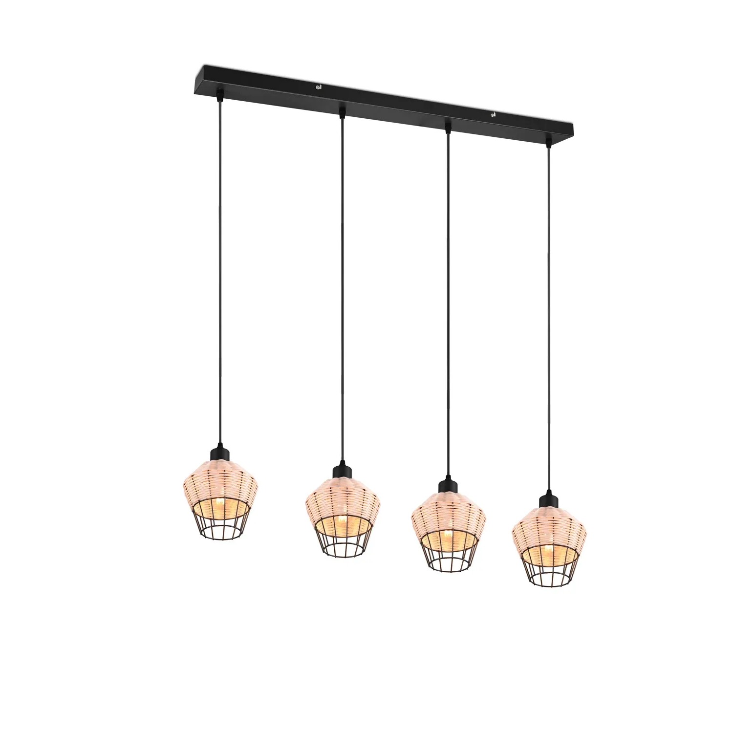 E-shop REALITY Závesné svietidlo BORKA prírodné 4 x E27 max. 40 W, 95 x 150 x 17 cm