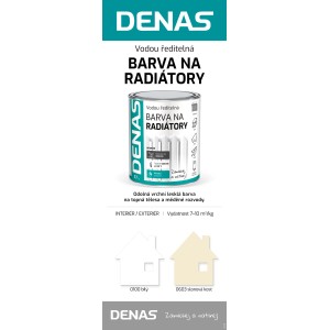 DENAS farba na radiátory, výber farieb: biela a slonová kosť.