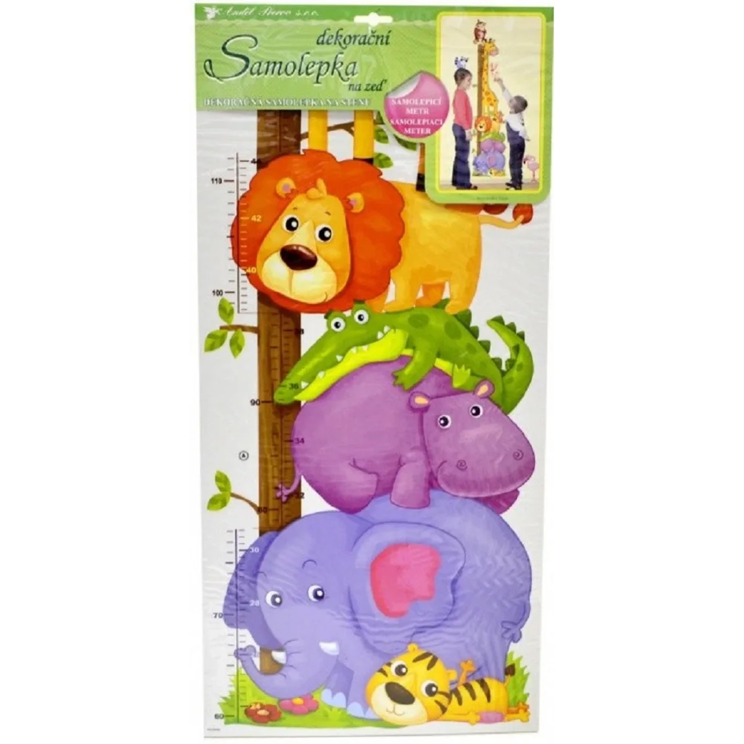 E-shop Anjel Přerov Samolepky na stenu detský meter zvieratká v zoo 120 x 32 cm