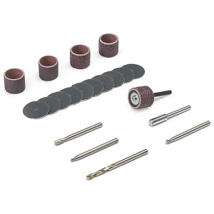 Dremel Súprava na opracovanie dreva 681, 20-dielna: Príslušenstvo pre miniatúrne nástroje, brúsne pásy, vrtáky, frézy.