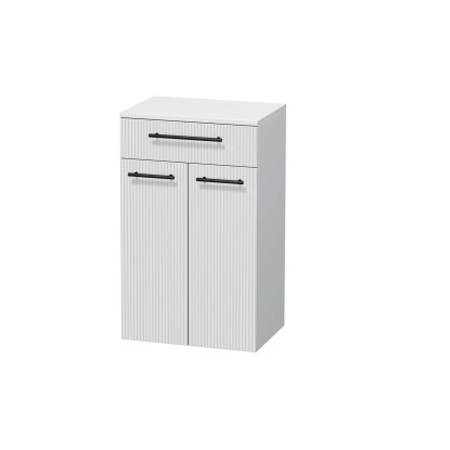 INTEDOOR Nízka skriňa BEE, úchyt čierny, 1zásuvka, 2dvere, š.50cm biela 3D pruhy