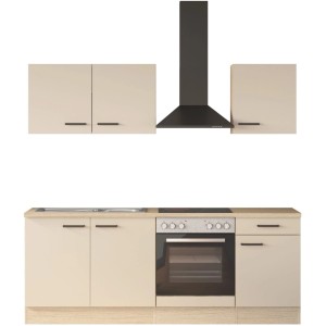Flex-Well Kuchyňa 1601 Creso kašmír/dub 210 cm-rúra+skl.doska/digestor