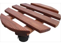 Podložka pod kvetináč s kolieskami okrúhla priemer 30 cm mahagón - buk