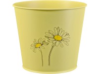 Kvetináč na bylinky lakované s potlačou, žlté, zinkový, 16 x 18,5 cm