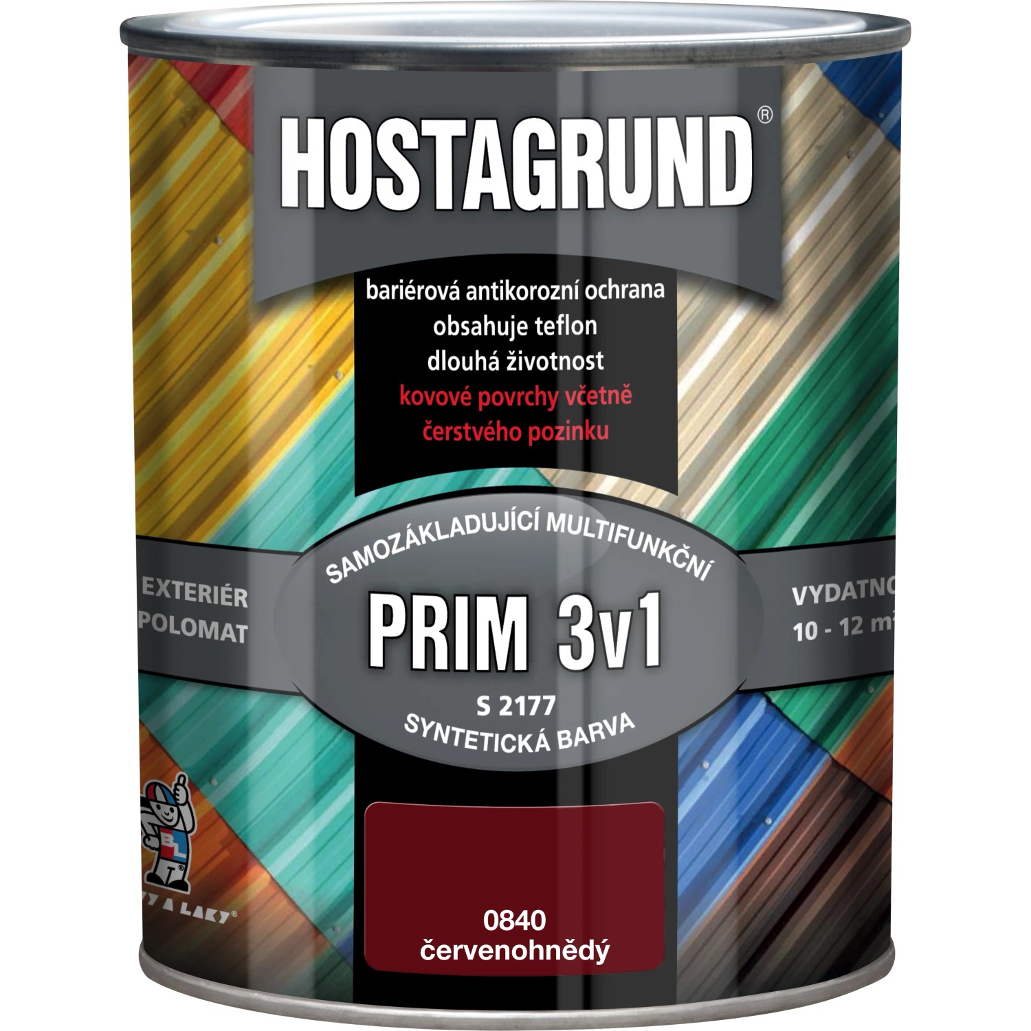 E-shop HOSTAGRUND Základ. aj vrchná farba na kov 3v1 PRIM S2177 0840 červenohnedá 600ml