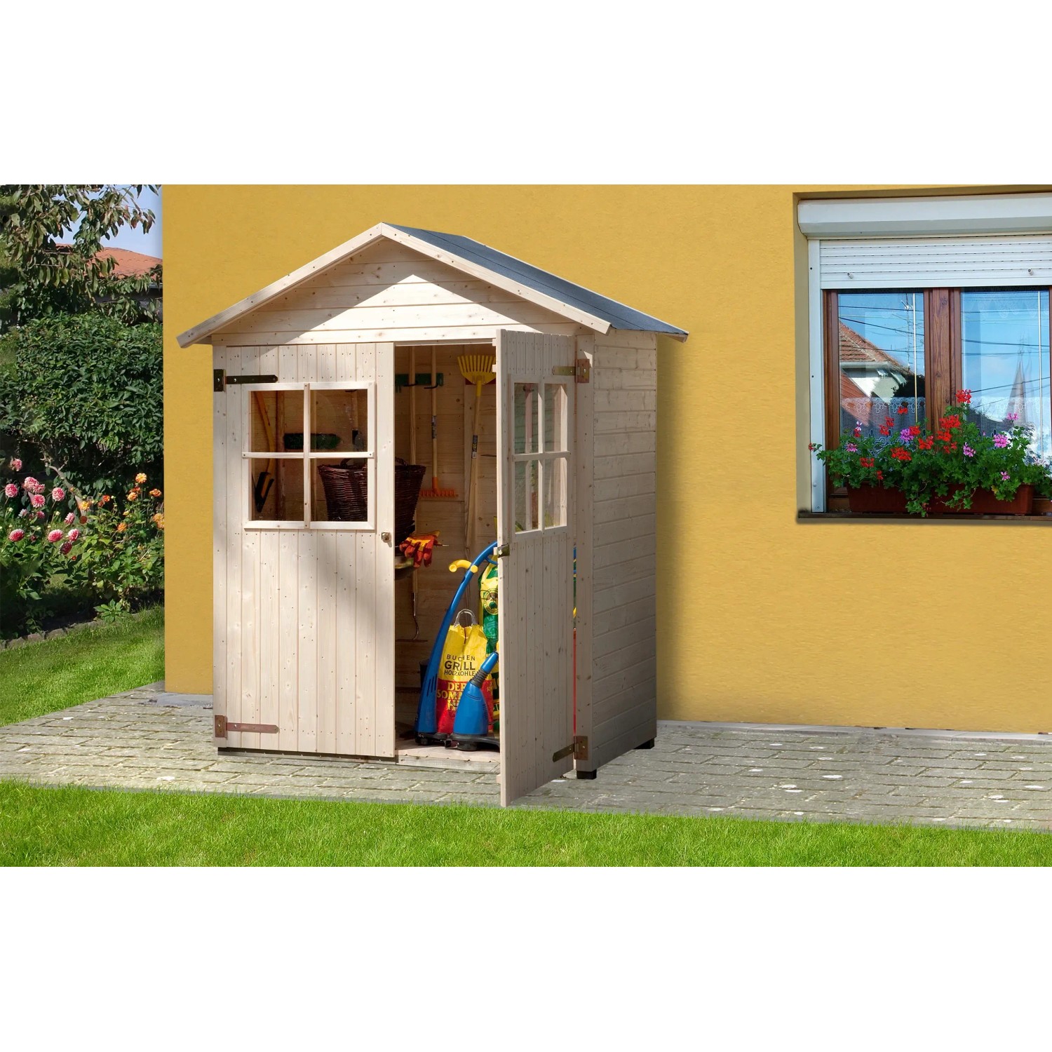 E-shop Weka Balkónová a terasová skriňa so sedlovou strechou veľkosť 163 cm x 87 cm