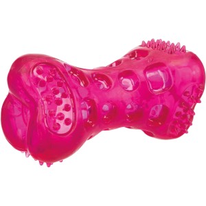 Ružová kosť Jollypaw TPR, 11 cm, robustná hračka pre psov s výstupkami.
