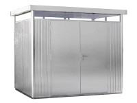 Biohort Plechový domček HighLine H2 2krídlové dvere, strieborná, 275x195x222 cm