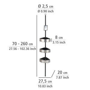 Wenko Premium Big Black nerezový sprchový regál, rozmery a detaily