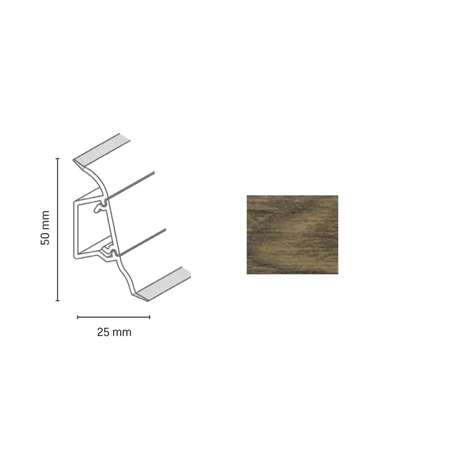 E-shop Döllken Profiles Lišta SLK 50 2137 dub lávový 50 x 25 x 2500 mm
