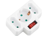 Adaptér s viacerými zásuvkami Euro biely so spínačom