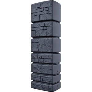 Antracitový sud na dažďovú vodu Waterform Tower Stone s objemom 350 l vo vzhľade kameňa.