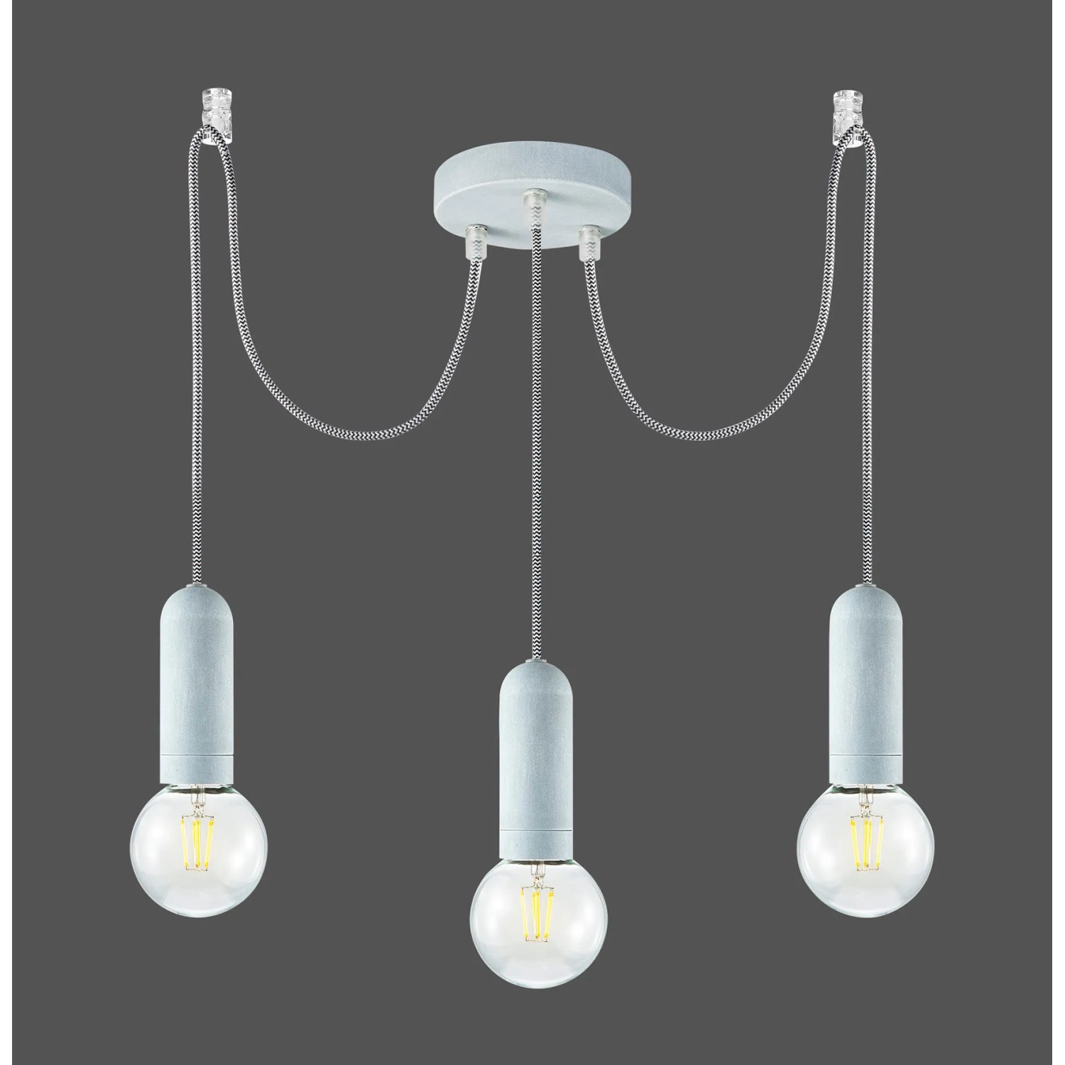 E-shop Just Light. Závesné svietidlo Turn Me, 3xE27, vzhľad betónu, pr. 12 x 150 cm
