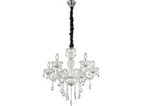GLOBO Luster TEEJAY, 6x E14, biely/chróm, pr. 61 x 150 cm