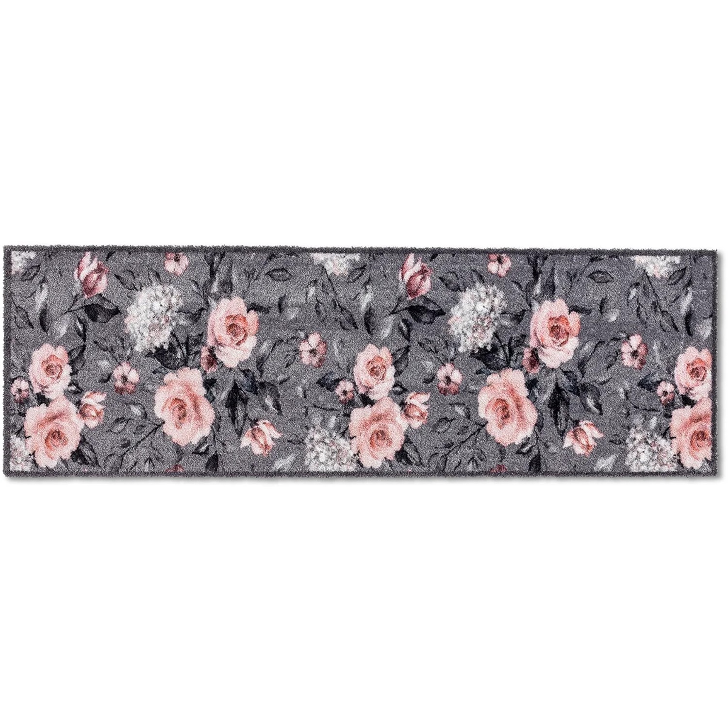 E-shop Astra Vstupná čistiaca rohož Pure & Soft, kvety, sivá, 50 x 150 cm