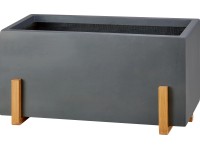 VLC Kvetináč z vláknité hliny s dreveným rámom Revin granitová 60 x 30,5 x 28 cm