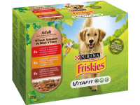 Purina Kapsičky pre psov Friskies Adult hovädzie, kura, jahňacie v šťave 12x85 g