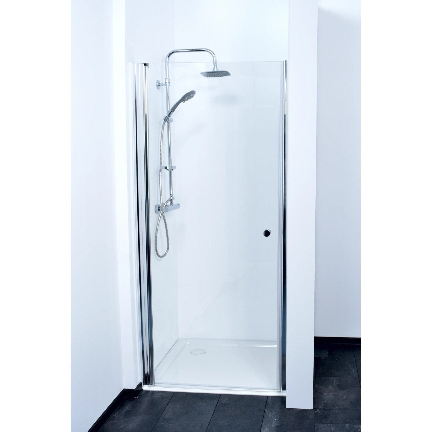 E-shop Sanotechnik Otočné sprchové dvere do niky Brava MD90, chróm, 85-87 x 195 cm