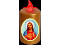 EURAKLES LED sviečka zlatá s dekorom/červený plamienok 100 x 50 mm, 1 ks