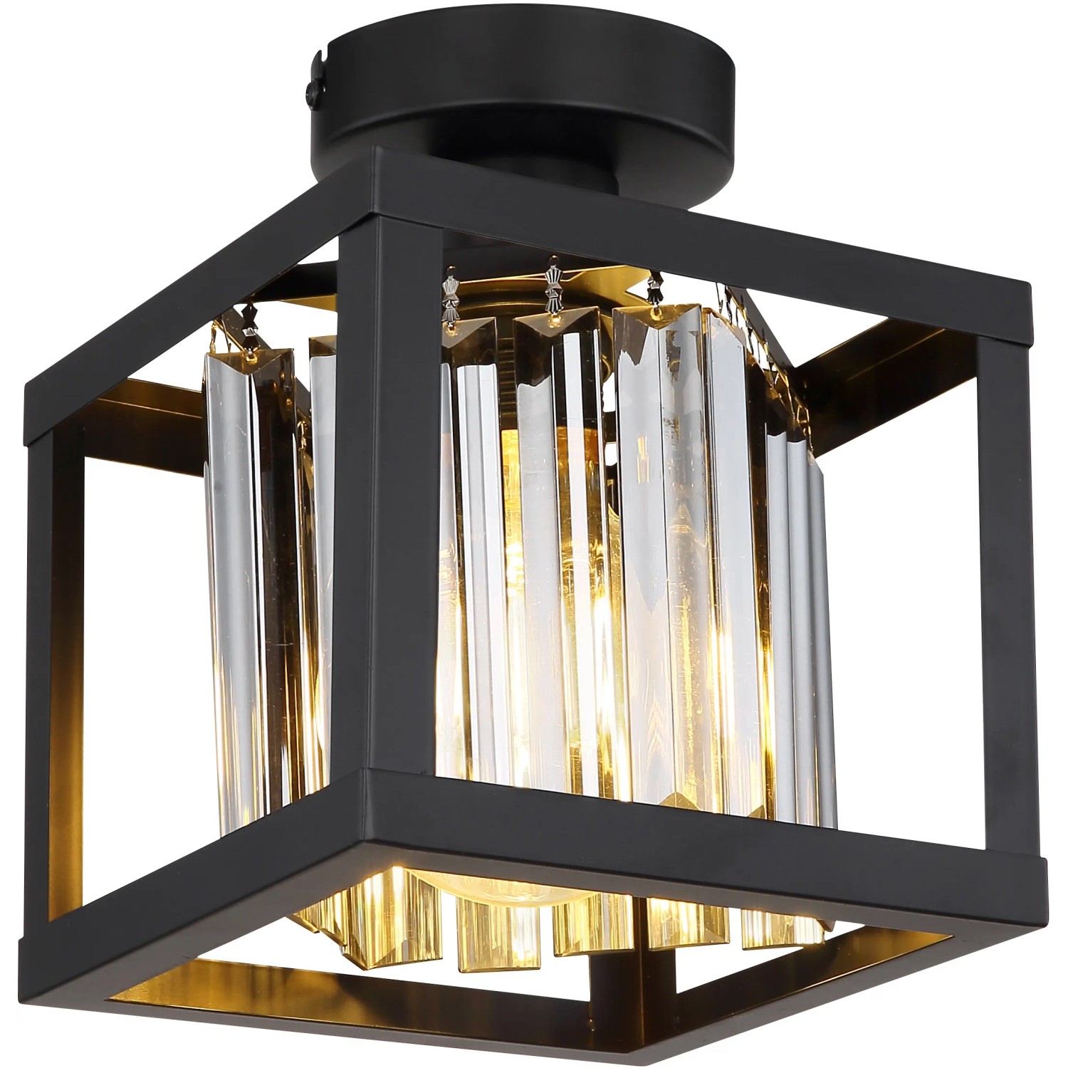 E-shop GLOBO Stropné svietidlo MATHILDE čierna/dymová E27 40 W 170 x 170 x 210 mm
