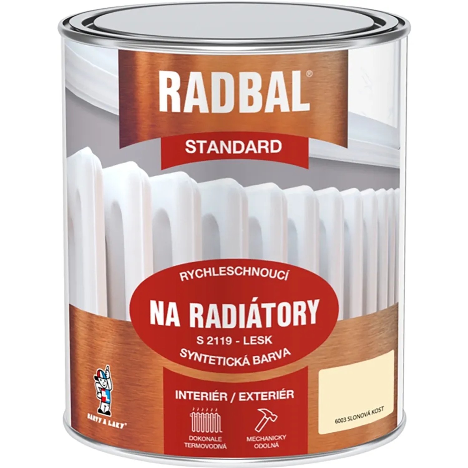 E-shop RADBAL Syntetická farba na radiátory STANDARD S 2119 lesklá 6003 slon.kosť 600ml