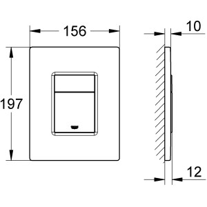 Grohe QuickFix Even WC ovládacie tlačidlo chróm, rozmery 156x197mm, pre dvojité splachovanie.