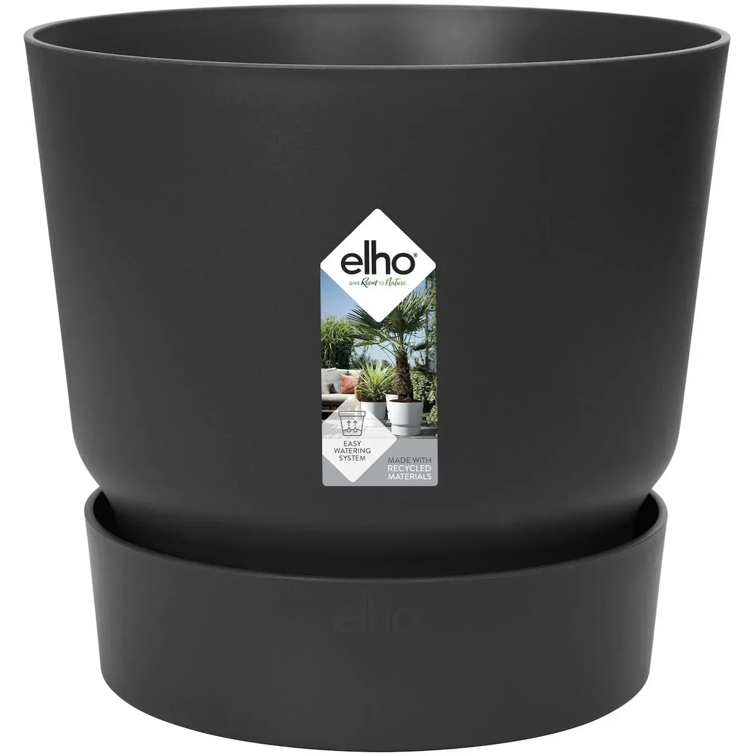 E-shop elho Kvetináč Greenville Round čierny, pr. 16 x 15 cm