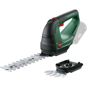 Akumulátorové nožnice na trávu a kríky Bosch AdvancedShear 18V-10 s dvoma nadstavcami nožov.