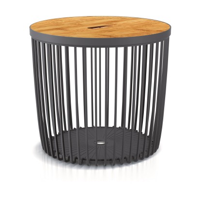 Prosperplast Plastový univerzálny kôš Clubo s bambus. vekom, antracit, pr. 45 cm