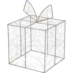 LED drôtená figúrka darček, 20x28cm, vianočná dekorácia pre vnútorné a vonkajšie použitie, teplé biele svetlo.