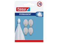 tesa Samolepiace háčiky Permanent XS oválne, nerezová oceľ, 4 ks