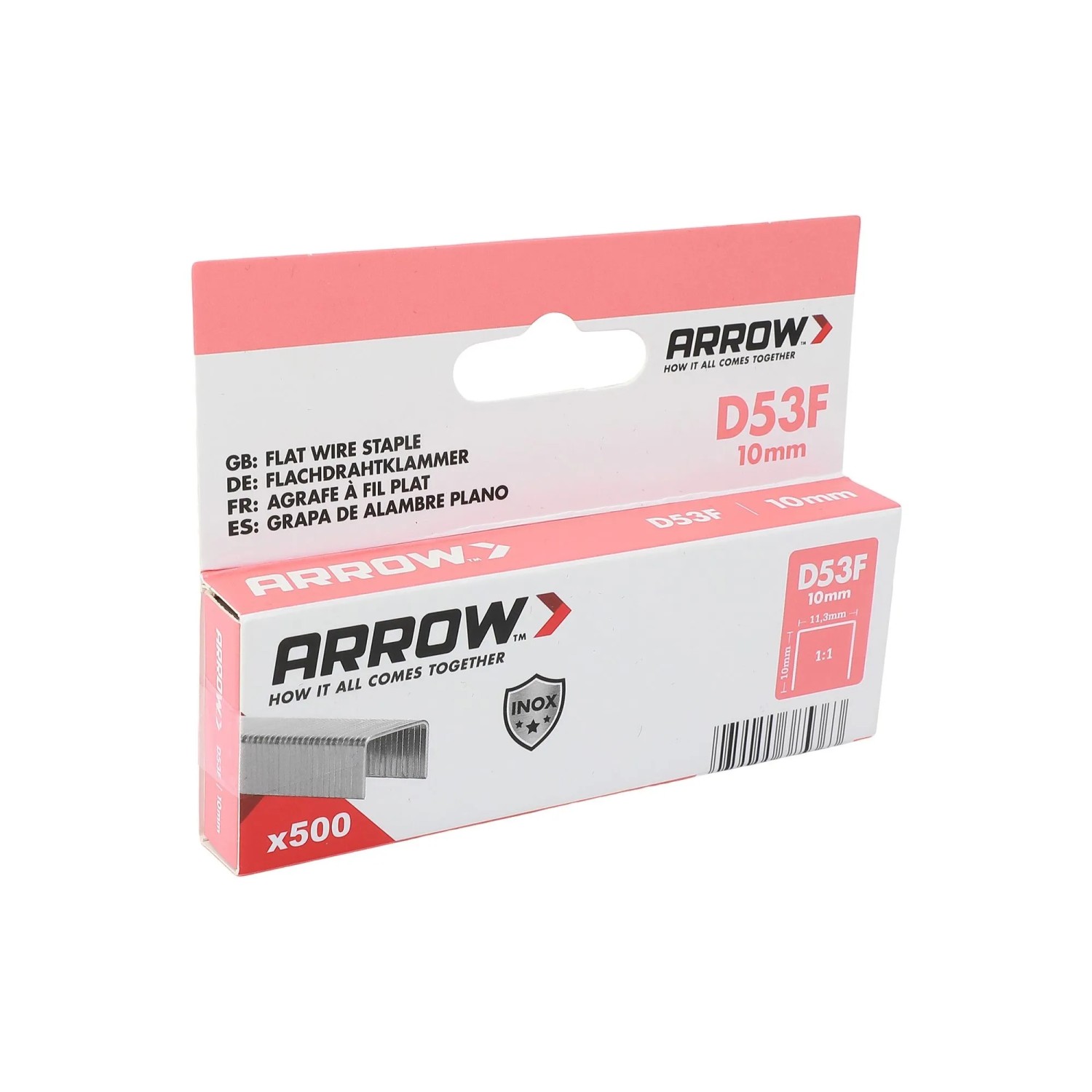 E-shop Arrow Ploché drôtené sponky do sponkovačky D53F V2A, dĺžka 10 mm, 500 ks