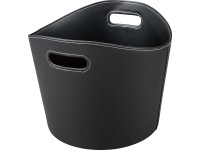 Kôš na krbové drevo z PU kože, čierna, 23 l, pr. 39 x 31 cm