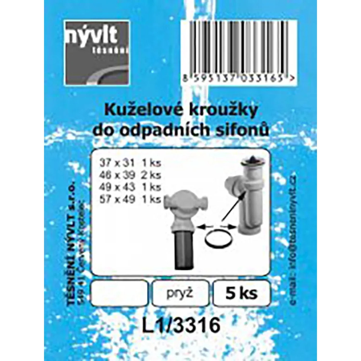 E-shop Súprava kuželových krúžkov pre odpadné sifóny, 5 ks