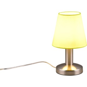 Nočná lampa Trio Mats II, matný nikel/zelená, látkové tienidlo. Stolná lampa do spálne.