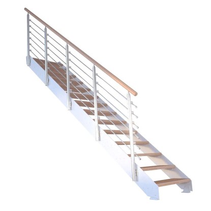 StarWood Kovové schody Kos 13 st. buk olej. 87 cm dizajn. zábradlie biela