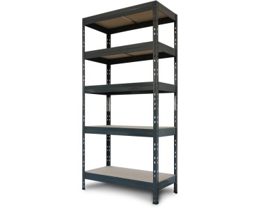 AR Shelving Kovový regál RIVET antracitový, 5 políc, 175 kg, 180 x 90 x 40 cm