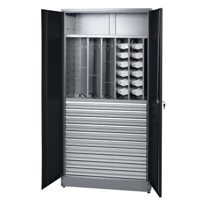 Küpper Vysoká skrinka 70889, 1dvoj.dvierka/10zásuviek/3steny/18box 180x 91x 45cm