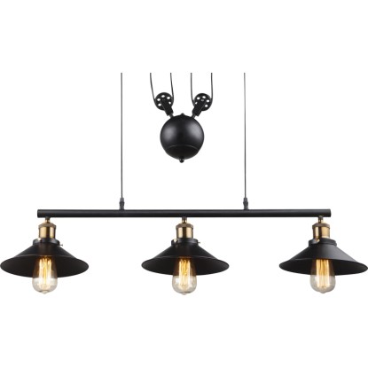 GLOBO Závesné svietidlo LENIUS, 3x E27, čierne-staromosadzné, 92 x 22 x 180 cm