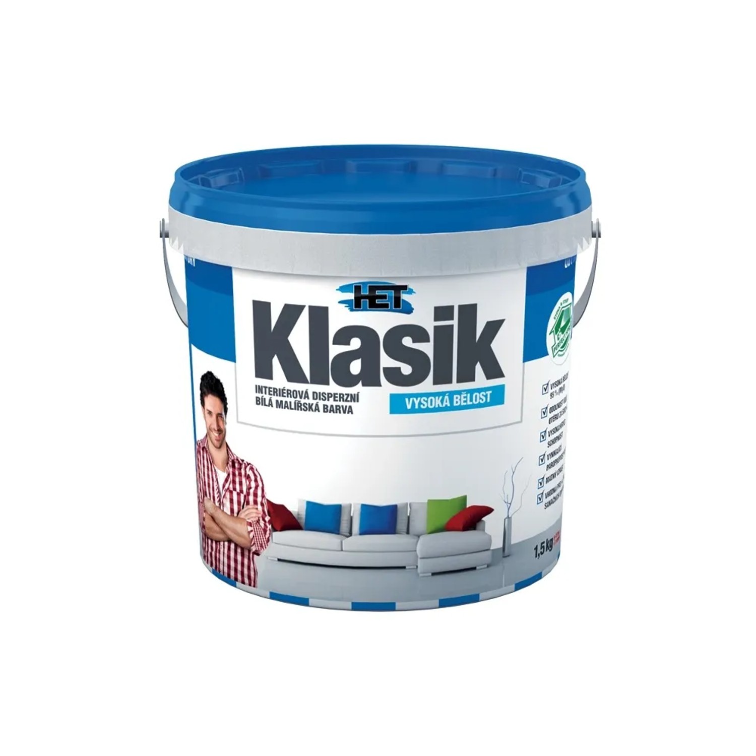 E-shop HET Klasik Interiérová disperzná biela maliarska farba 1,5 kg