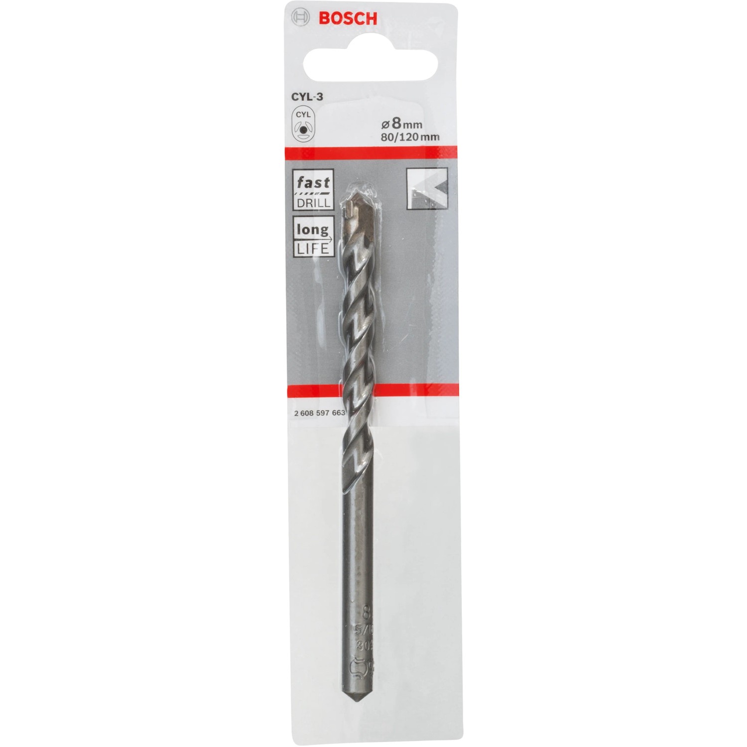 E-shop Bosch Špirálový vrták do betónu CYL-3 Silver Percussion, 8 x 80 x 120 mm