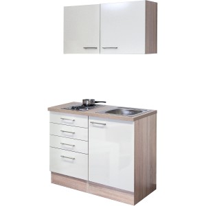 Flex-Well Mini kuchynka Orlando, 100 cm, Kašmír/Dub Sonoma, s varnou doskou a drezom.