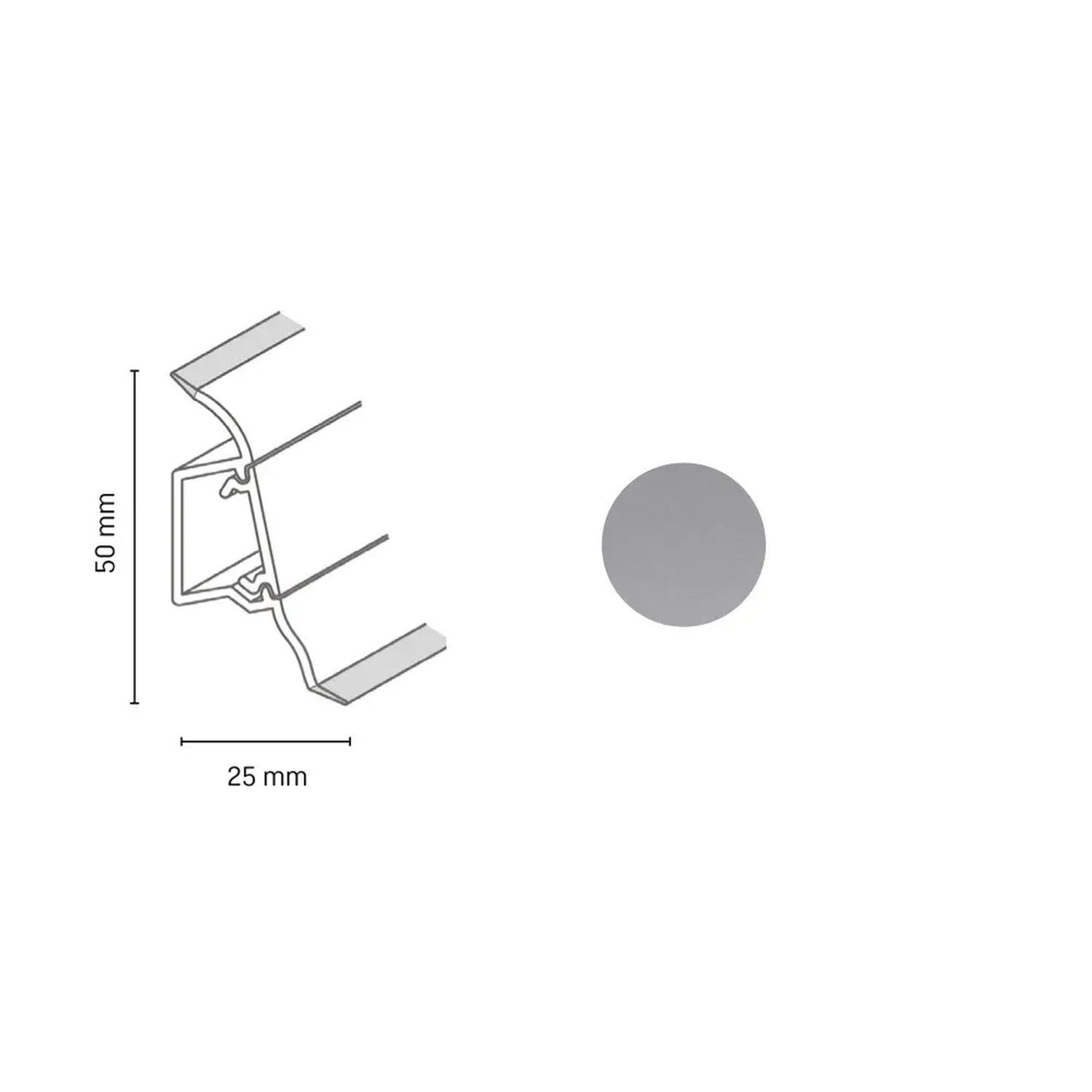 E-shop Döllken Profiles Lišta SLK 50 1436 alu metalic 50 x 25 x 2500 mm