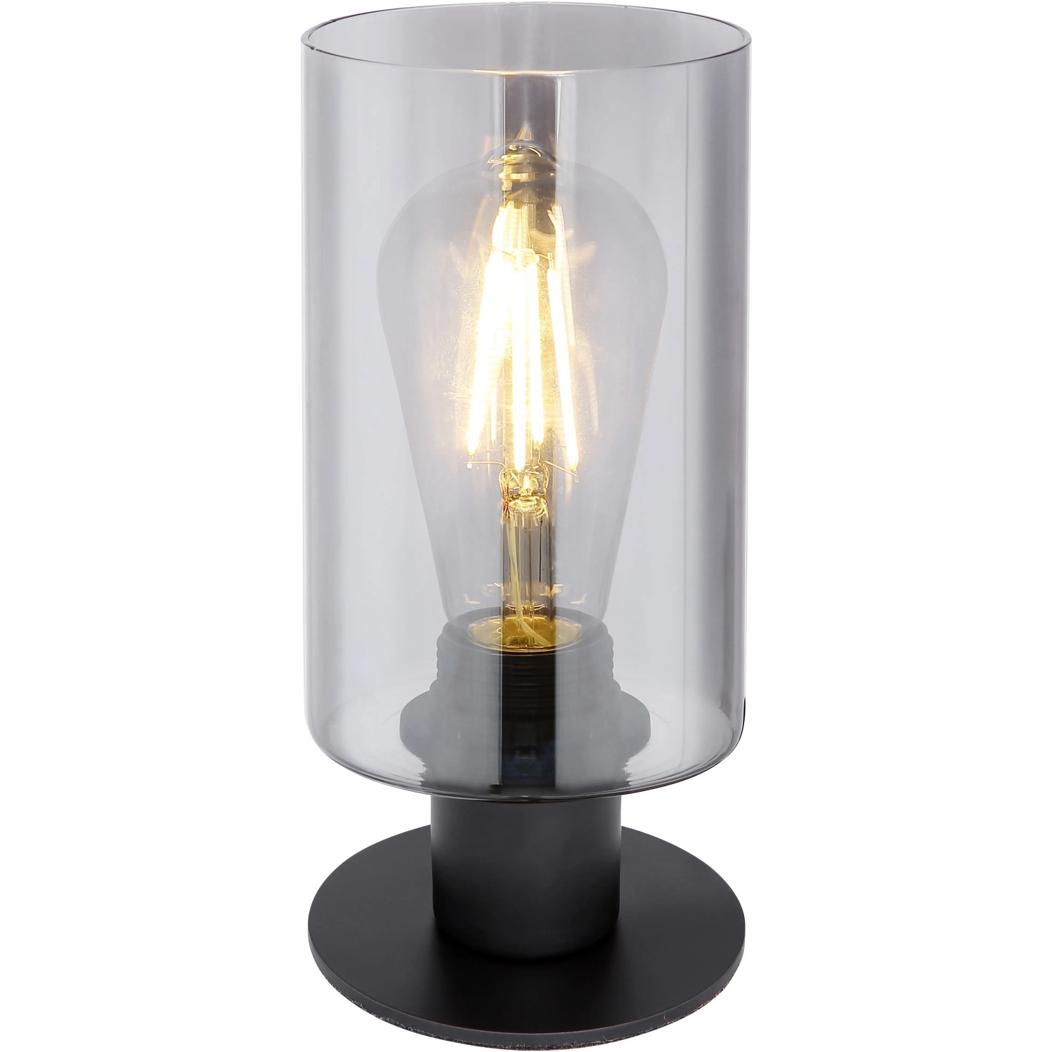 E-shop GLOBO Stolní lampa HADERA čierna/dymová E27 60 W pr. 100 x 215 mm