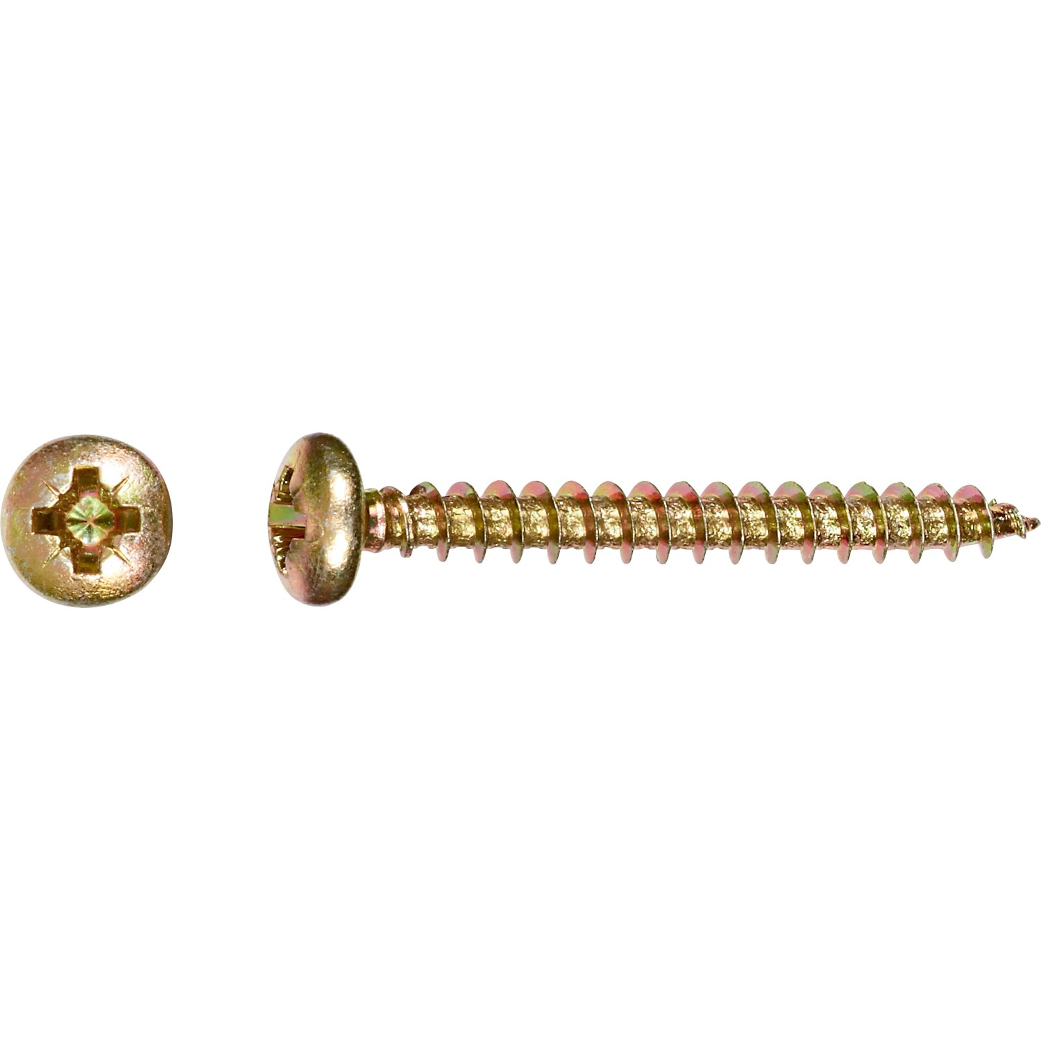 E-shop Uni skrutky s polguľatou hlavou PZ2 plný závit žlto pozinkovaný 4,5x30 mm, 20 ks