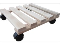 Podložka pod kvetináč s kolieskami hladká štvorhranná 30 cm x 30 cm prírodný buk