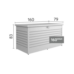 Biohort FreizeitBox 160 High, bronzovo-metalický pozinkovaný oceľový plech, vodotesná, rozmery 160x83x79 cm.